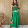 fernandaramosstore com br conjunto feminino calca pantacourt e cropped lastex verde