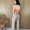 Cropped Corset com Bojo Coral com Amarração - Fernanda Ramos Store