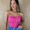 Cropped Corset com Bojo Pink com Amarração - Fernanda Ramos Store