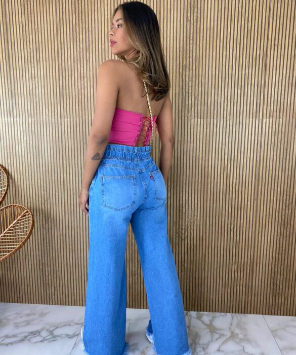 Cropped Corset com Bojo Pink com Amarração - Fernanda Ramos Store