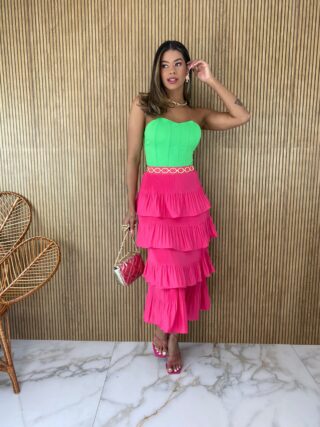 Cropped Corset com Bojo Verde Lima Amarração - Fernanda Ramos Store