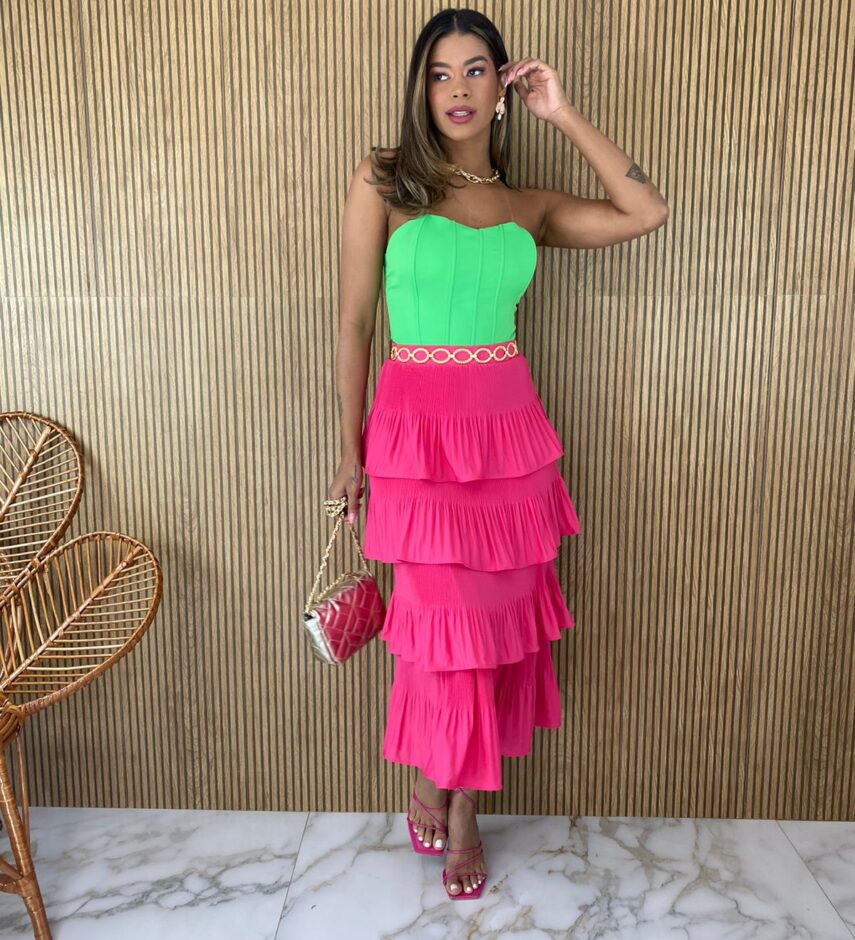Cropped Corset com Bojo Verde Lima Amarração - Fernanda Ramos Store