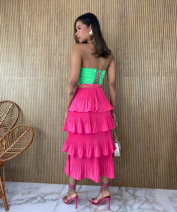 Cropped Corset com Bojo Verde Lima Amarração - Fernanda Ramos Store