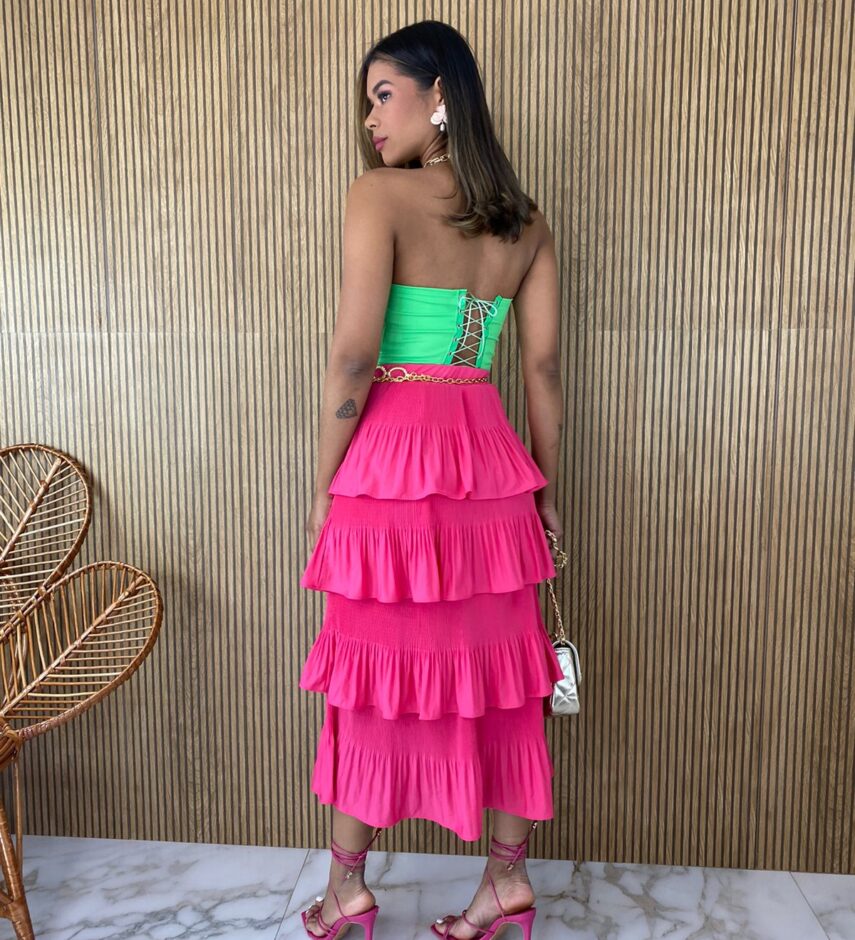Cropped Corset com Bojo Verde Lima Amarração - Fernanda Ramos Store