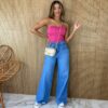 Cropped Corset com Bojo Pink com Amarração - Fernanda Ramos Store