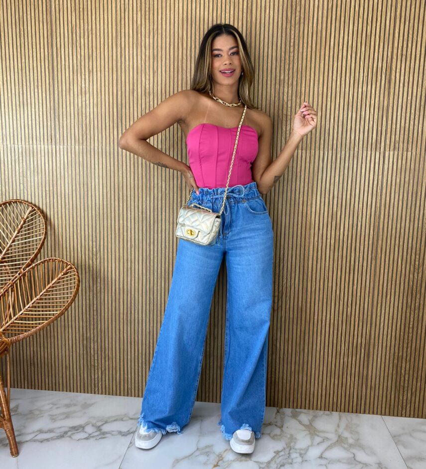 Cropped Corset com Bojo Pink com Amarração - Fernanda Ramos Store