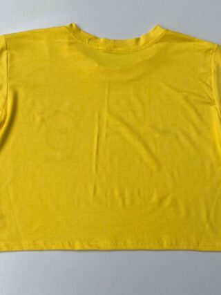 Cropped Feminino Manga Curta sem Bojo com Estampa Amarelo - Fernanda Ramos Store