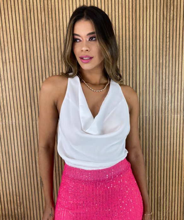 Cropped Feminino sem Bojo com Zíper Atrás Branco - Fernanda Ramos Store