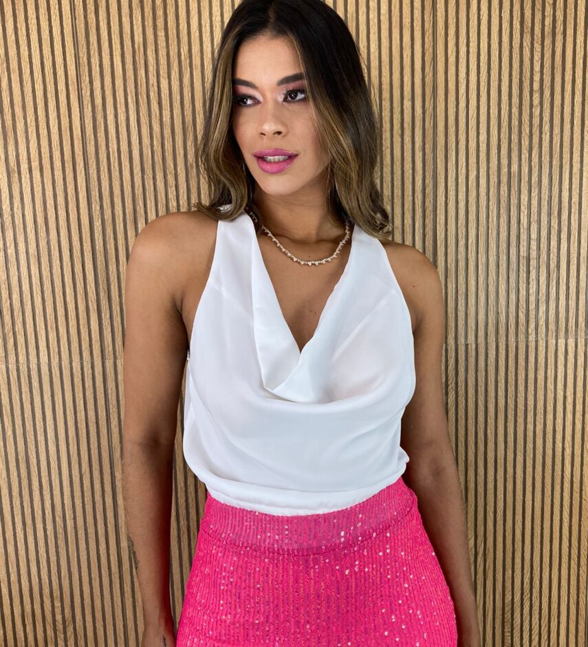 Cropped Feminino sem Bojo com Zíper Atrás Branco - Fernanda Ramos Store