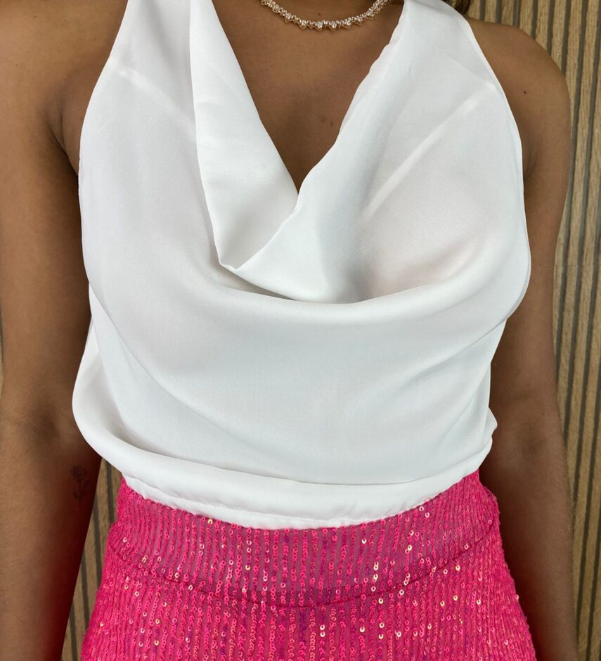 Cropped Feminino sem Bojo com Zíper Atrás Branco - Fernanda Ramos Store