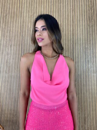 Cropped Feminino sem Bojo com Zíper Atrás Rosa - Fernanda Ramos Store