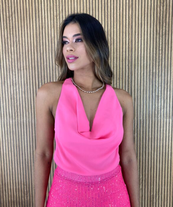 Cropped Feminino sem Bojo com Zíper Atrás Rosa - Fernanda Ramos Store