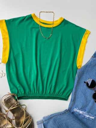 Cropped Feminino sem Bojo Verde e Amarelo - Fernanda Ramos Store