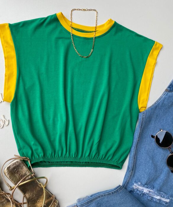 Cropped Feminino sem Bojo Verde e Amarelo - Fernanda Ramos Store