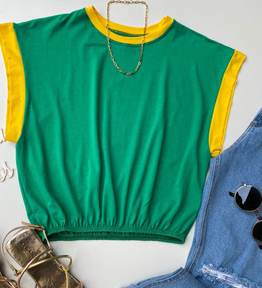 Cropped Feminino sem Bojo Verde e Amarelo - Fernanda Ramos Store