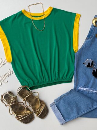 Cropped Feminino sem Bojo Verde e Amarelo - Fernanda Ramos Store