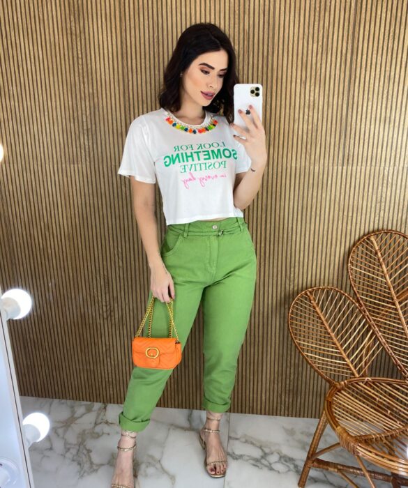 Cropped sem Bojo Manga Curta Colar Removível Off White - Fernanda Ramos Store