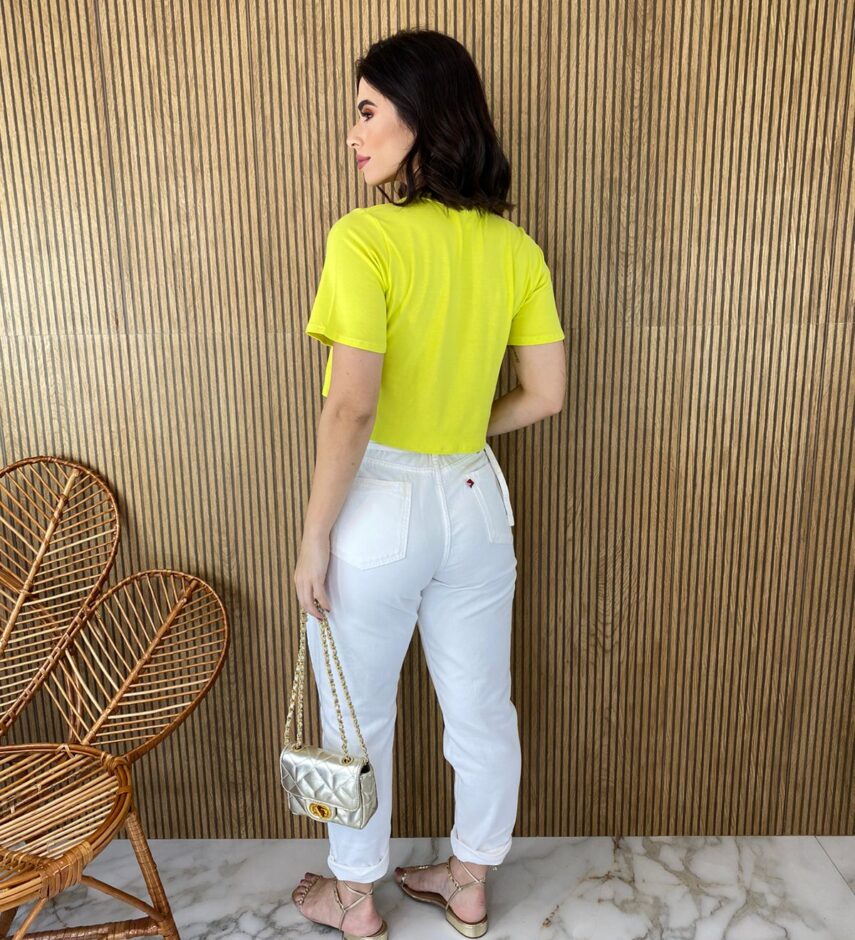 Cropped sem Bojo Manga Curta Colar Removível Verde Lima - Fernanda Ramos Store