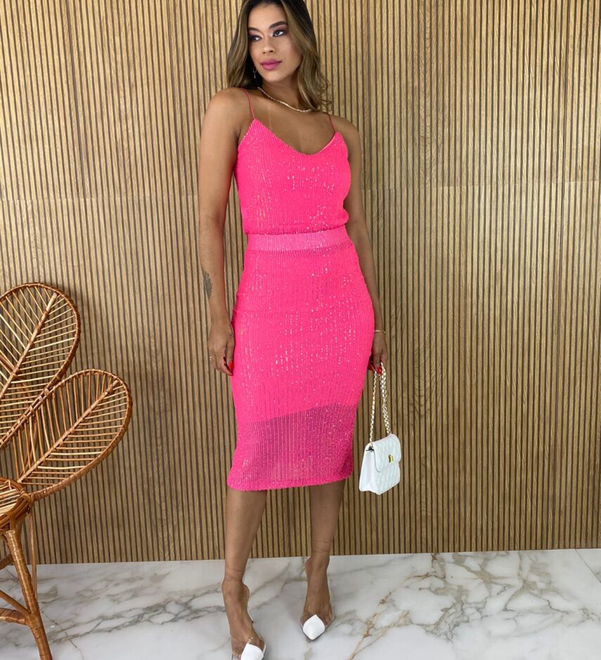 Regata Feminina Paetê Rosa - Fernanda Ramos Store
