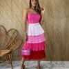 fernandaramosstore com br saia midi com detalhe em plissado rosa e vermelho