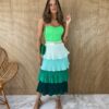 Saia Midi com Detalhe em Plissado Verde - Fernanda Ramos Store