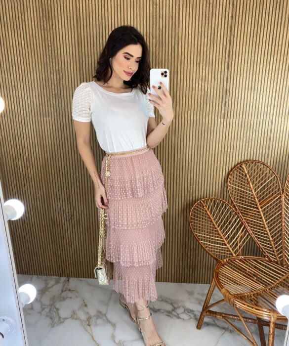 fernandaramosstore com br saia midi com detalhe em plissado rose seco