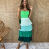 Saia Midi com Detalhe em Plissado Verde - Fernanda Ramos Store