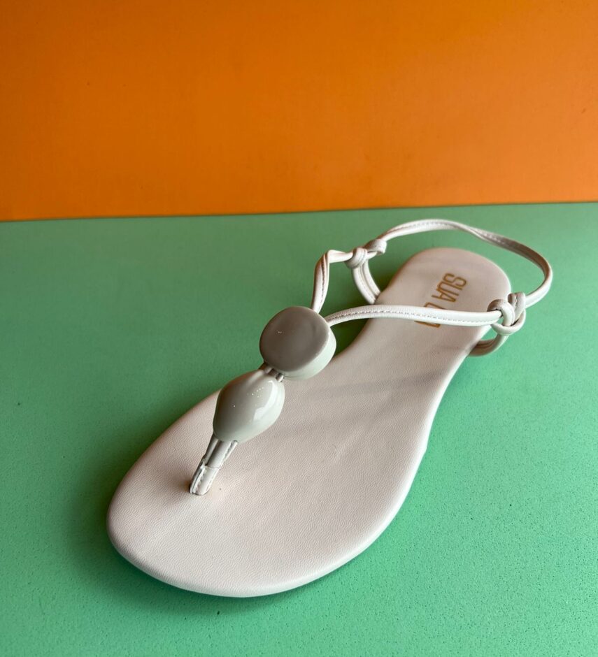 Sandália Feminina Rasteira Branca 14426 - Fernanda Ramos Store
