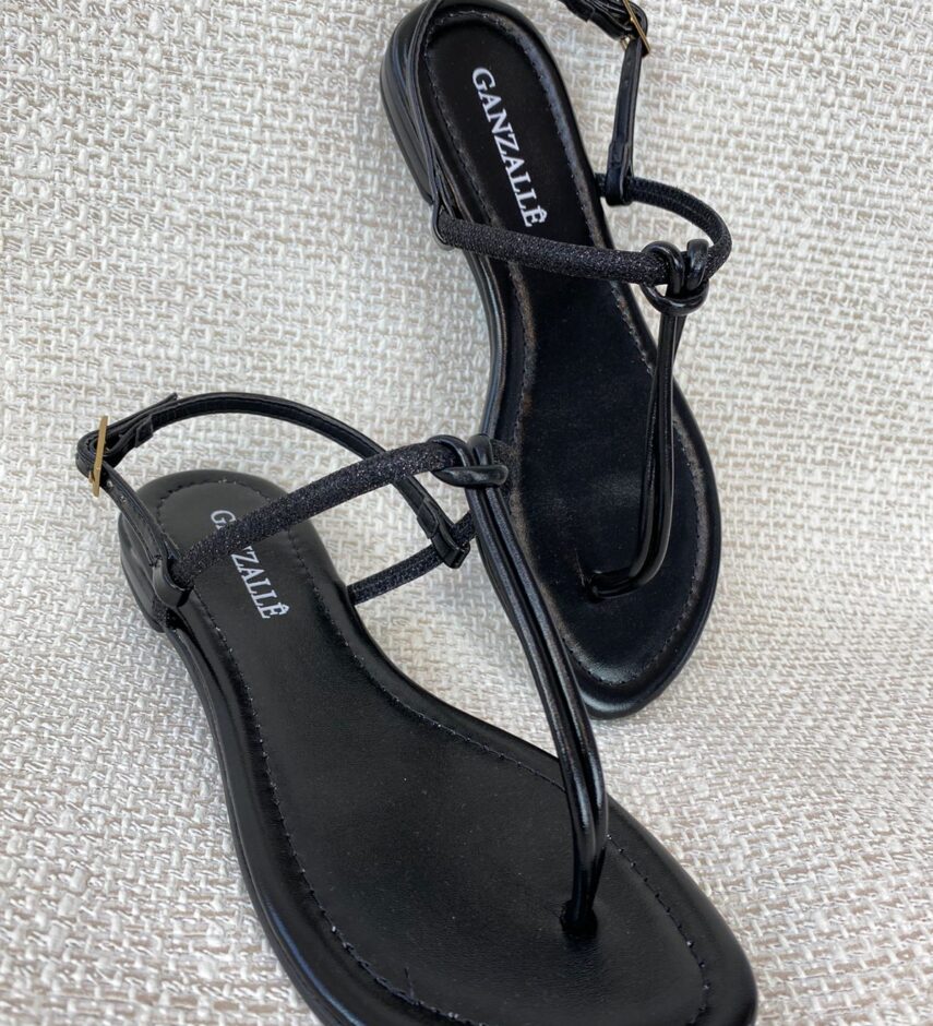Sandália Feminina Rasteira Preta - Fernanda Ramos Store