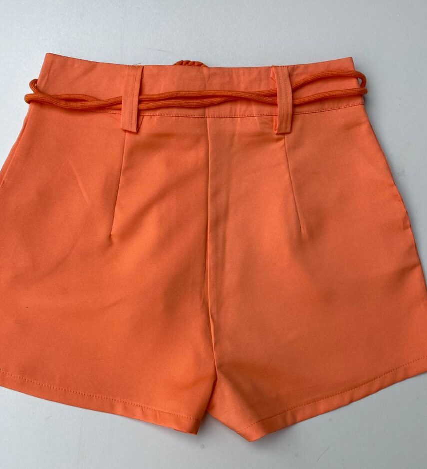 Short Feminino com Detalhe de Amarração Laranja - Fernanda Ramos Store