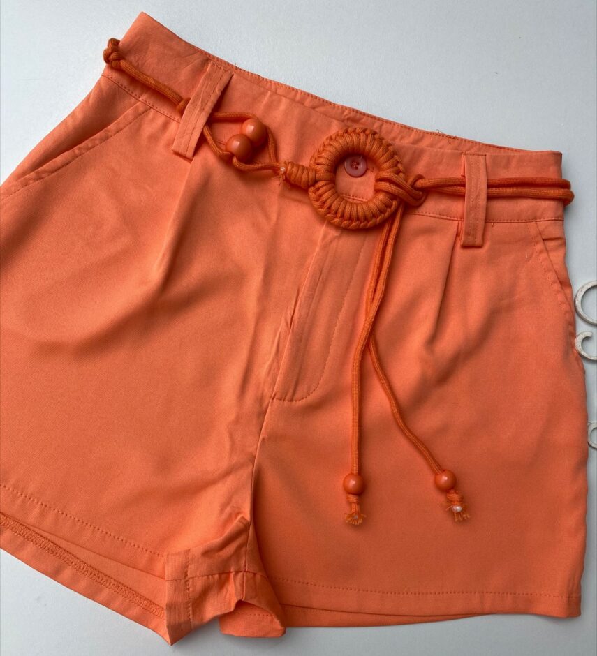 Short Feminino com Detalhe de Amarração Laranja - Fernanda Ramos Store