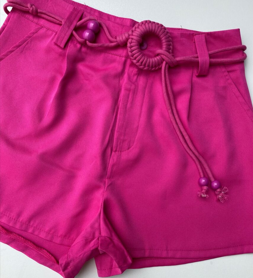 Short Feminino com Detalhe de Amarração Pink - Fernanda Ramos Store