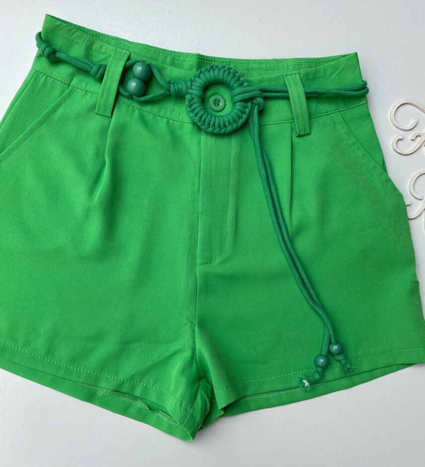 Short Feminino com Detalhe de Amarração Verde Bandeira - Fernanda Ramos Store