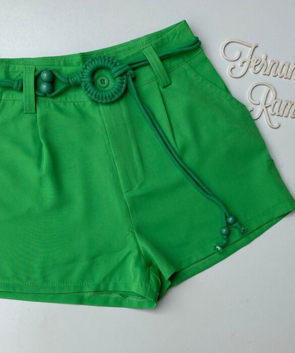 Short Feminino com Detalhe de Amarração Verde Bandeira - Fernanda Ramos Store