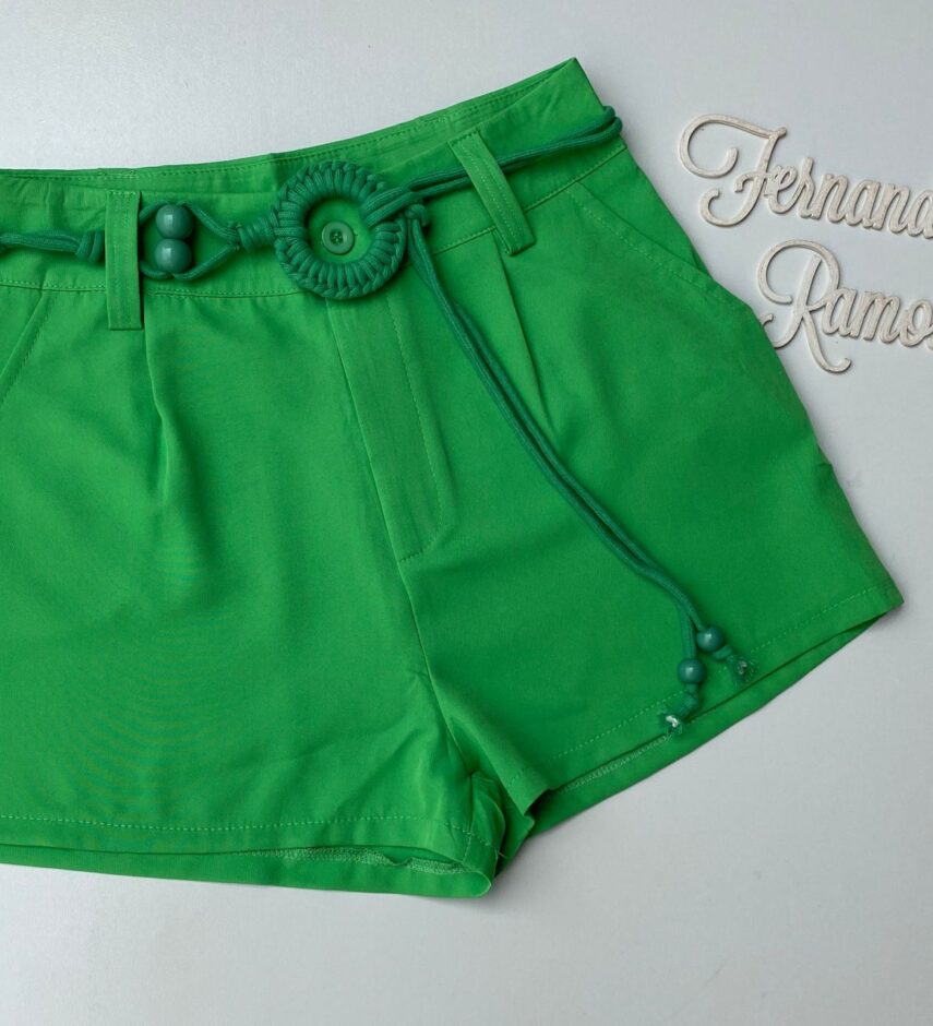 Short Feminino com Detalhe de Amarração Verde Bandeira - Fernanda Ramos Store