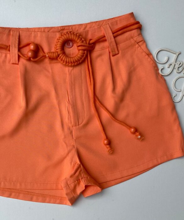 Short Feminino com Detalhe de Amarração Laranja - Fernanda Ramos Store