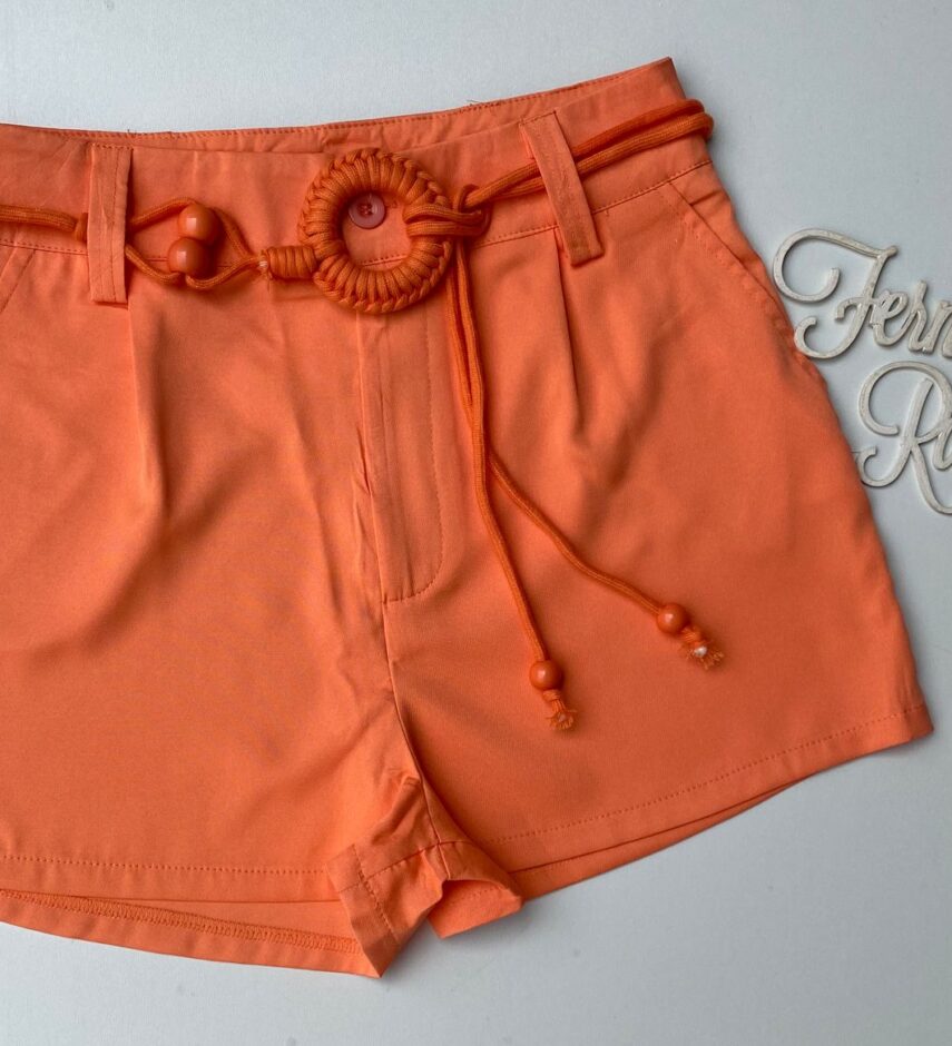 Short Feminino com Detalhe de Amarração Laranja - Fernanda Ramos Store