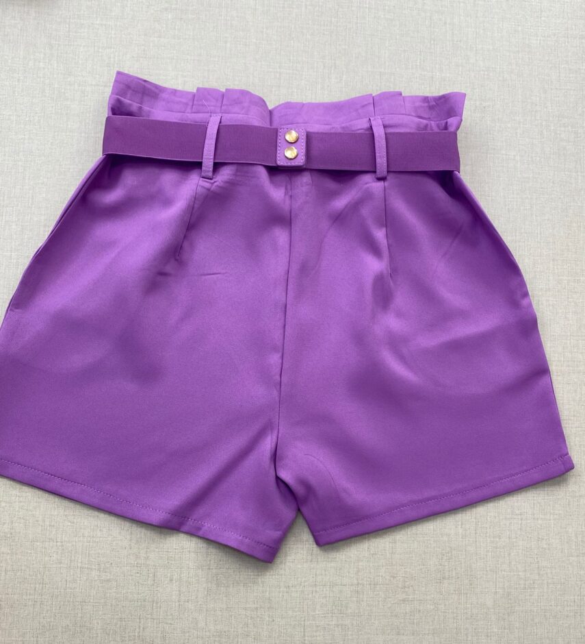 Short Feminino com Detalhe de Cinto Lilás - Fernanda Ramos Store