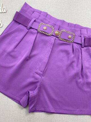 Short Feminino com Detalhe de Cinto Lilás - Fernanda Ramos Store