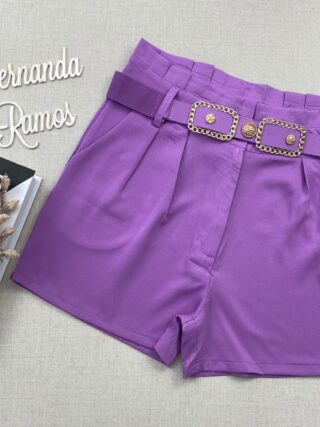 Short Feminino com Detalhe de Cinto Lilás - Fernanda Ramos Store