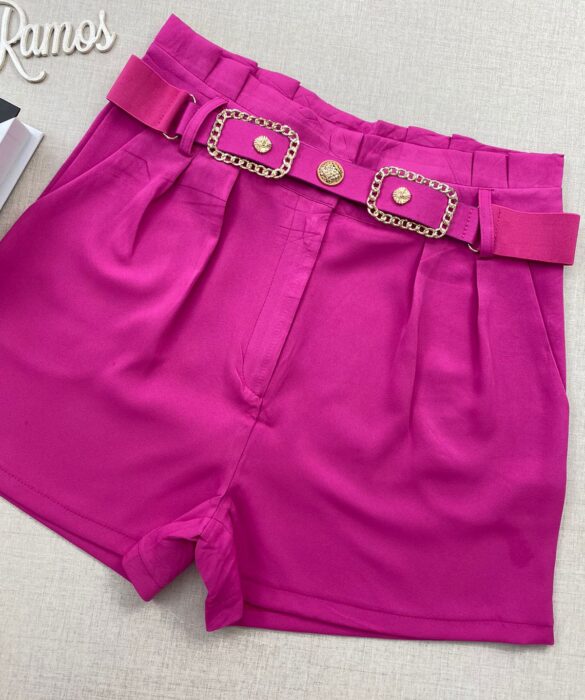 Short Feminino com Detalhe de Cinto Pink - Fernanda Ramos Store