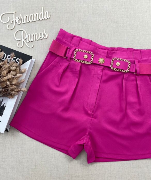 Short Feminino com Detalhe de Cinto Pink - Fernanda Ramos Store