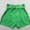 Short Feminino com Detalhe de Cinto Verde Bandeira - Fernanda Ramos Store