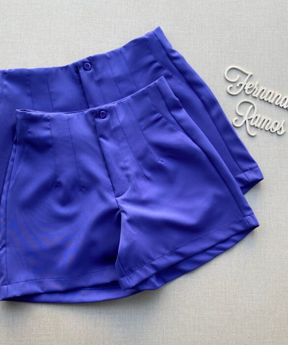 Short Feminino de Alfaiataria Roxo com Detalhe - Fernanda Ramos Store