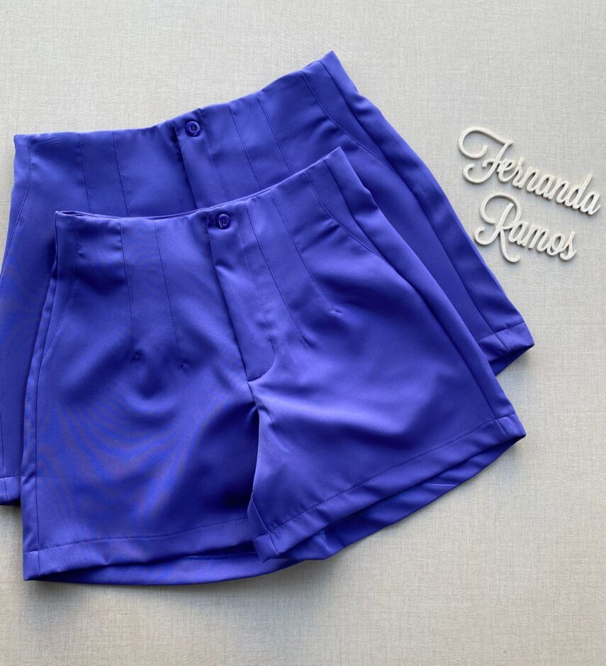 Short Feminino de Alfaiataria Roxo com Detalhe - Fernanda Ramos Store