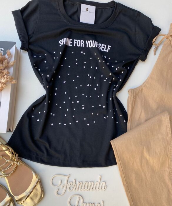 fernandaramosstore com br t shirt feminina manga curta shine for yourself preta