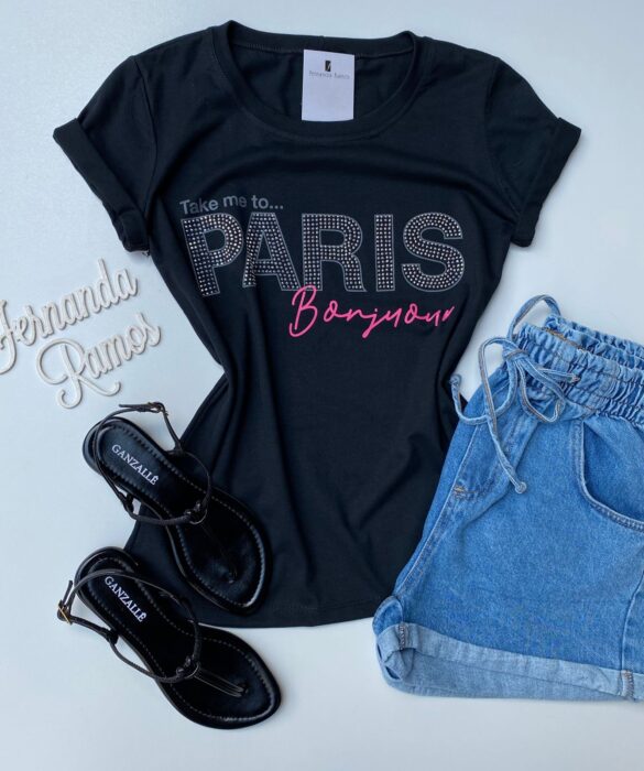 fernandaramosstore com br t shirt feminina manga curta take me to paris preta