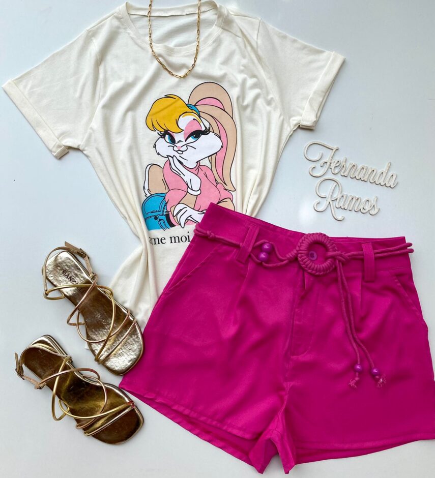 T-shirt Manga Curta com Estampa Aime Moi, Aime Moi Off White - Fernanda Ramos Store