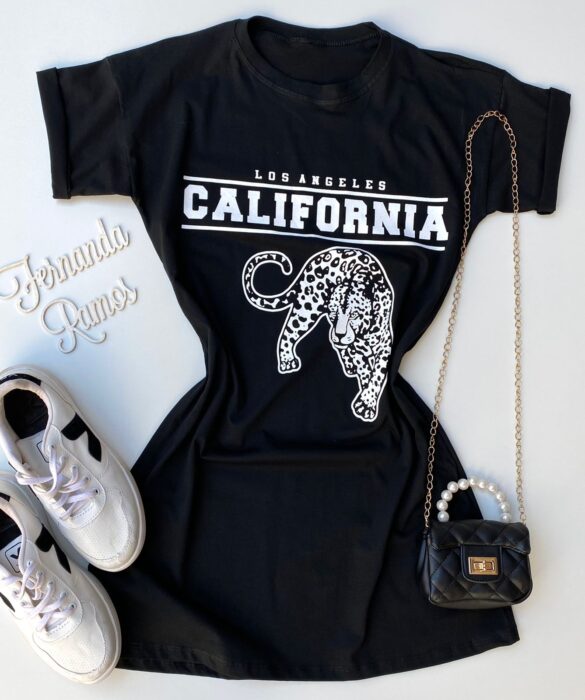 fernandaramosstore com br vestido camisetao preto los angeles california estampa de onca