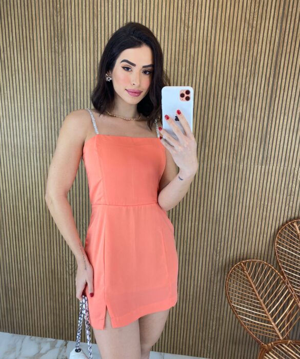 fernandaramosstore com br vestido curto sem bojo alca com aplicacao laranja 4